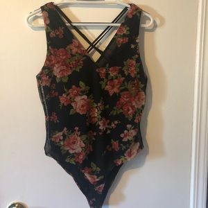 Criss cross front body suit